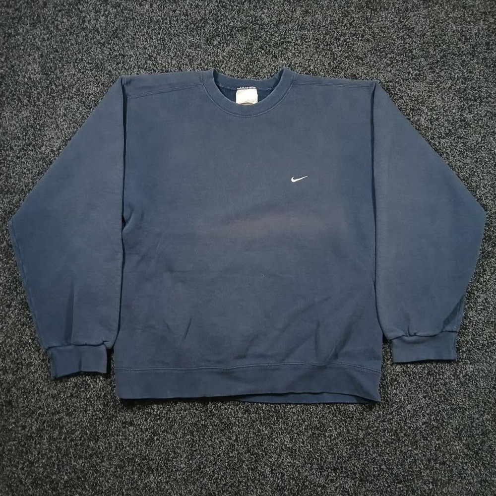 Vintage 90s Nike Crewneck Sweatshirt Mens Large Navy Swoosh White Tag